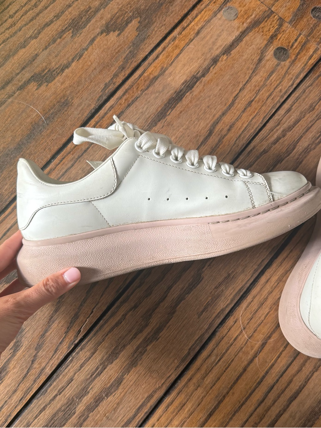 Alexander Mcqueen White Leather Sneakers With Pale Pink Platform
